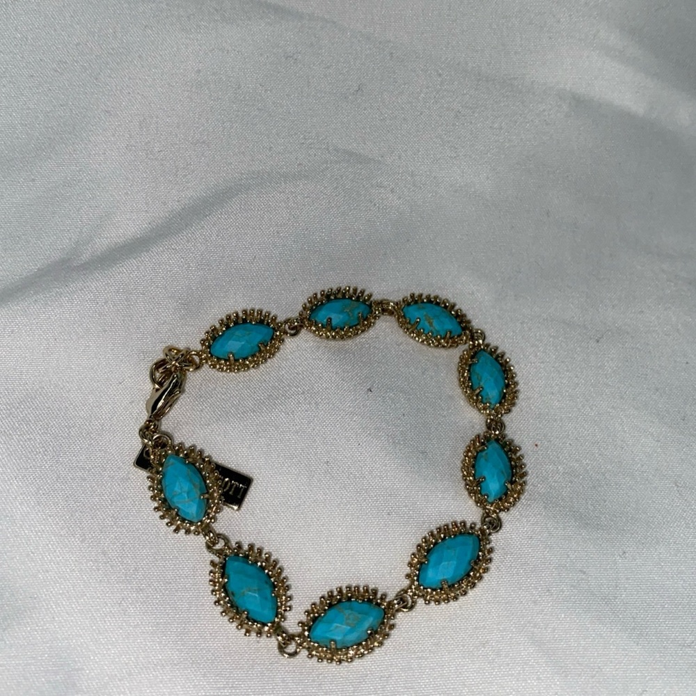Kendra scott Jana bracelet Teal Magnesite Blue Green Gold tone